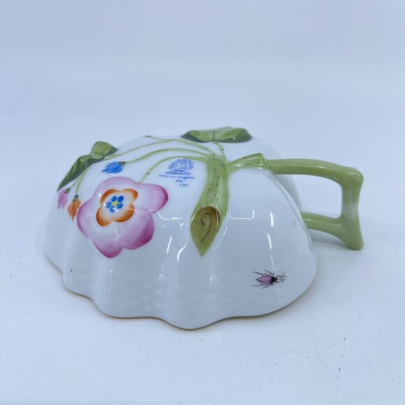 vintage herend hand painted porcelain deep leaf dish rothschild bird motif - Picture 4 of 8